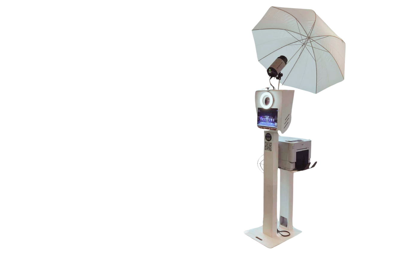 Open-air DSLR photobooth setup at an event